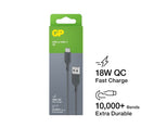GP Charge & Sync Cable - 1M - USB A to USB C (18W QC) CC1N (Grey)