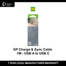 GP Charge & Sync Cable - 1M - USB A to USB C (18W QC) CC1N (Grey)