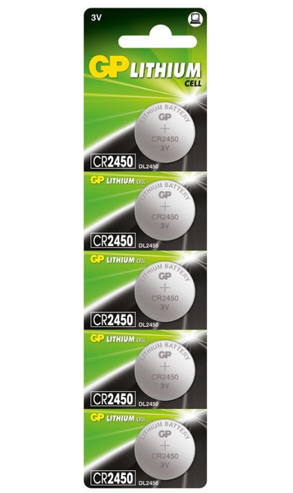 GP Lithium CR2450 Coin Cell Battery (Card of 5) - GPPBL2450059