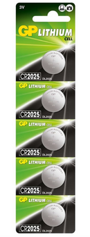 GP Lithium CR2025 Coin Cell Battery (Card of 5) - GPPBL2025161