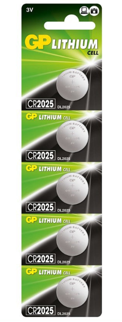 GP Lithium CR2025 Coin Cell Battery (Card of 5) - GPPBL2025161