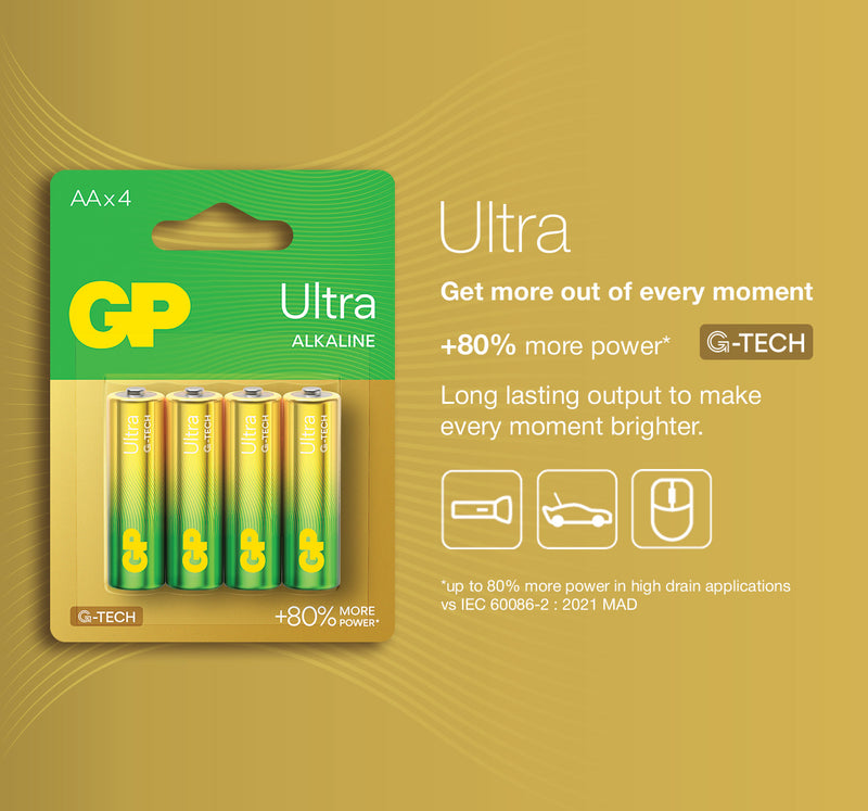 GP Alkaline Ultra 4 AA Battery - GPPCA15AU720